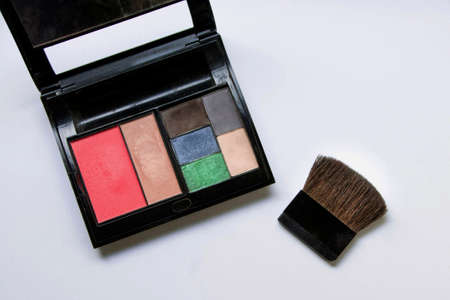 Eyeshadow kit with makeup brushの写真素材