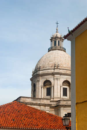 National Pantheon of Lisbon with traditional red-tiled roof buildings vertical architectural landscape - Lisbon, Portugalの写真素材