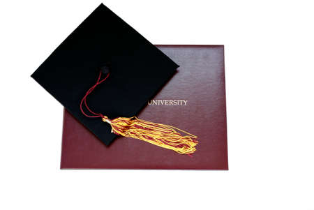 Graduation cap and university diplomaの写真素材