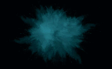 blue holi smoke on black backgroundの写真素材