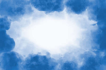 Classic Blue watercolor background hand-drawn with copy space for text or imageの写真素材