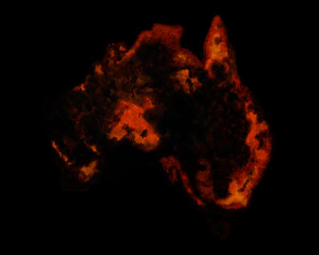 Australia on fire view from space digital drawing by handの写真素材