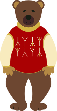 Christmas bear in a red sweater. Vector illustration.のイラスト素材
