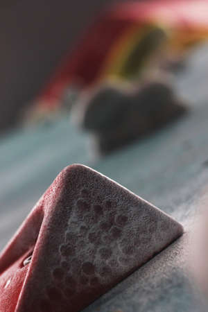 Rock climbing practice wall, closeup