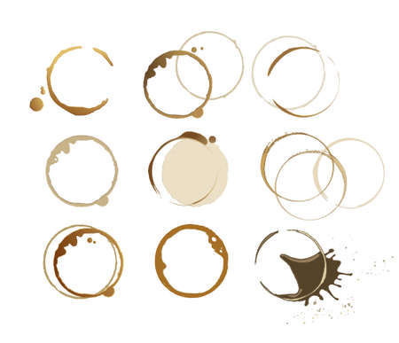 9 different coffee stains ,can be used to decorate your workのイラスト素材
