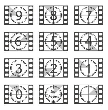 Old film strip countdown from 9 to 0のイラスト素材
