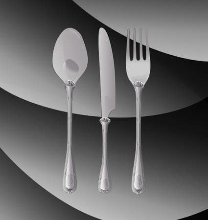 A spoon, a knife and a forkのイラスト素材