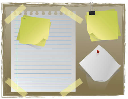 Set of notifiers and reminders clipped to a board  notesのイラスト素材