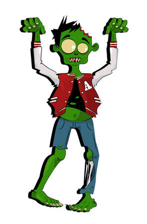 A high school zombie wearing a football jacket のイラスト素材