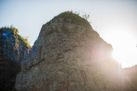 High cliffs from the cold blue seaの写真素材