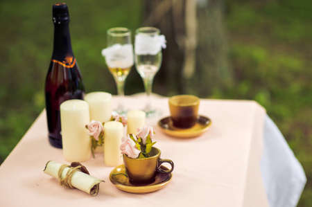 The table reserved for the bride and groomの写真素材