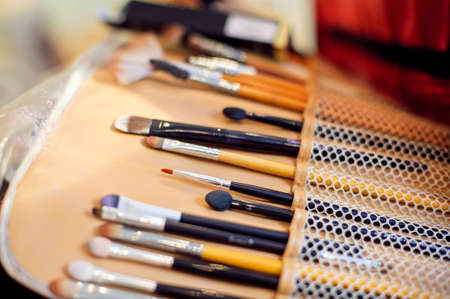 Beauty and makeup. Set of wet professional make up brushesの写真素材