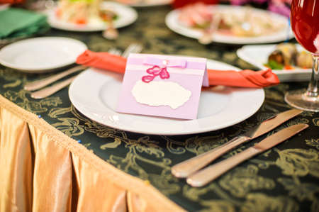 plate on the wedding table with the guest's name. for text