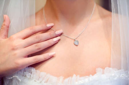 The decoration on the bride's neck pendantの写真素材