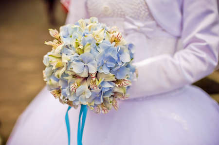 bouquet in the hands of the bride, Wedding conceptの写真素材