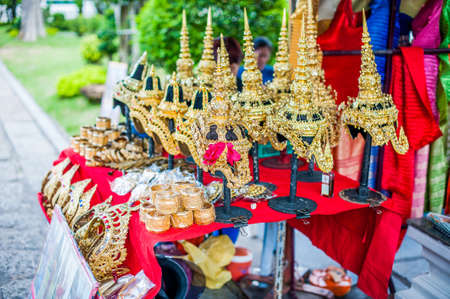 Detail of Thai temple in Bangkok, Thailandの写真素材
