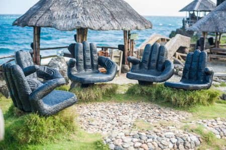 Tables on the beach, Boracay Philippines, vacation conceptの写真素材