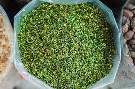 Green seeds in the Vietnamese market. Asian food concept.の写真素材