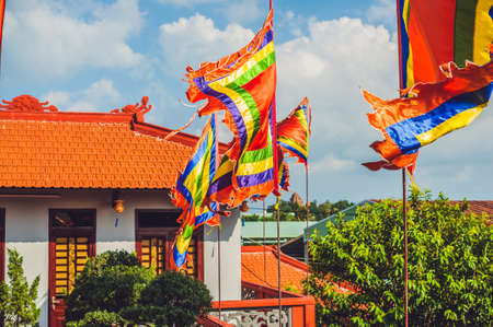 Traditional Festival flags of Vietnam Five Elements Flag. Nha Trangの写真素材