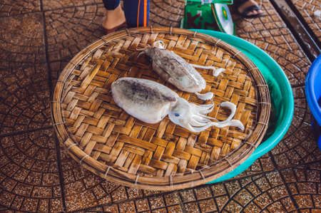 Fresh seafood on the Vietnamese market. Asian food concept.の写真素材