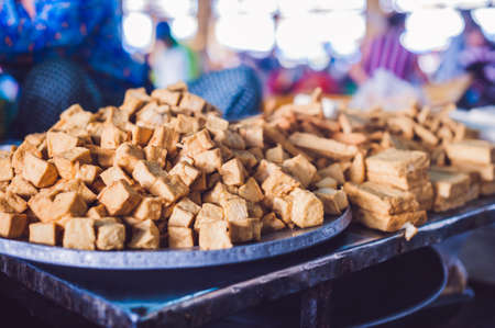 Tofu in the Vietnamese market. Asian food concept.の写真素材