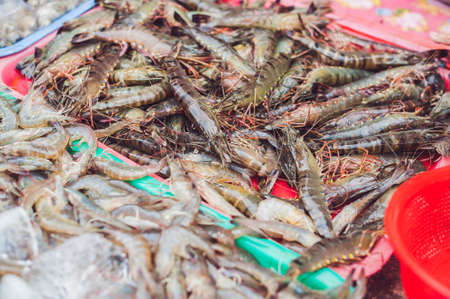 Fresh seafood on the Vietnamese market. Asian food concept.の写真素材