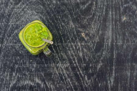Green smoothies made of spinachの写真素材