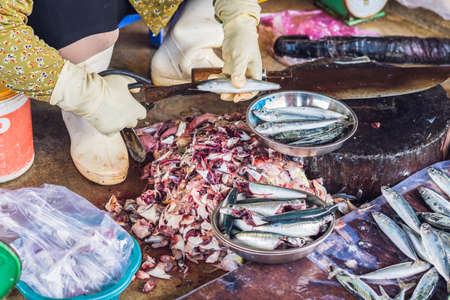 Fresh seafood on the Vietnamese market. Asian food concept.の写真素材