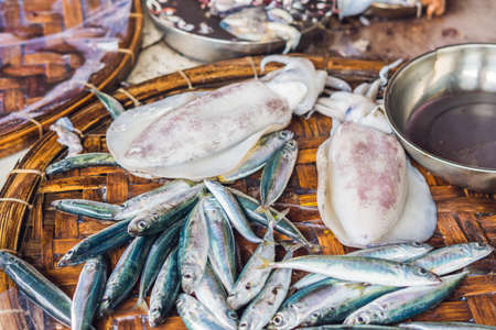 Fresh seafood on the Vietnamese market. Asian food concept.の写真素材