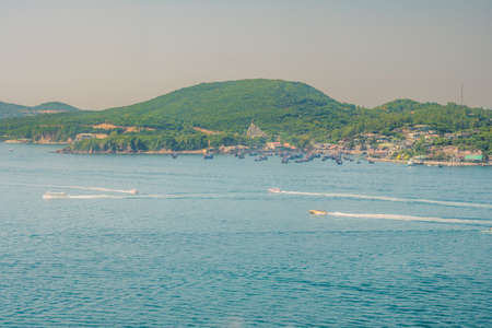 Panoramic daytime view of Nha Trang city, popular tourist destination in Vietnam.の写真素材