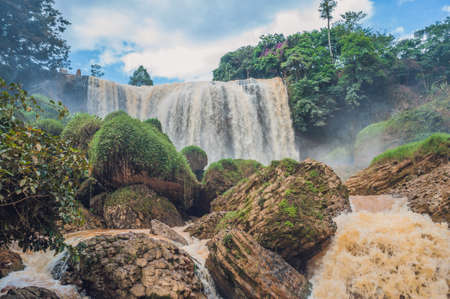 Majestic landscape of Elephant waterfall in summer at Lam Dong Province, Dalat, Vietnam.の写真素材
