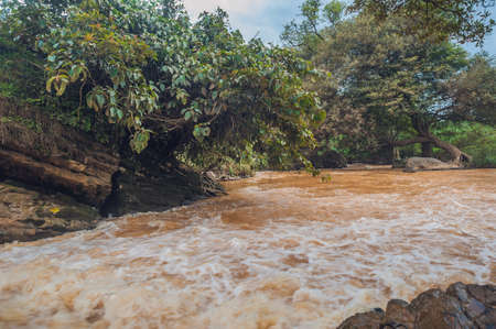 Majestic landscape of Elephant waterfall in summer at Lam Dong Province, Dalat, Vietnam.の写真素材