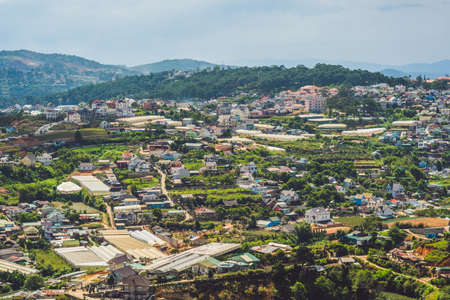 View of the city of Dalat, Vietnam. Journey through Asia concept.の写真素材