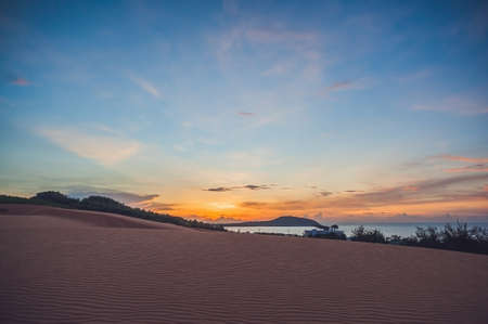 The Red Desert in Vietnam at dawn. Looks like cold desert on Mars.の写真素材
