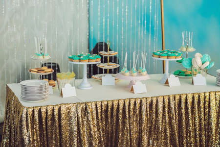 Serving a wedding dinner. Catering service conceptの写真素材