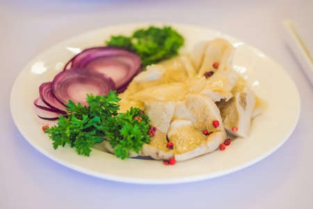 Salad in a plate. Catering service concept.の写真素材