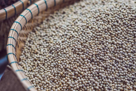 White pepper in a basket on the market.