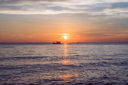 Sunset sky over sea panorama, Vietnam, Phu Quocの写真素材