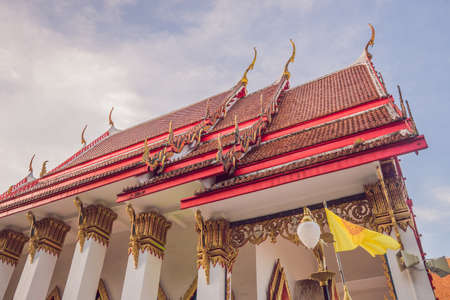 Thai temple in Phuket Town Wat Mongkolnimit.の写真素材