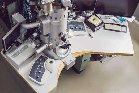 transmission electron microscope in a scientific laboratory.