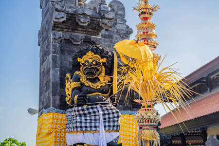 Balinese traditional gate at the entrance to the temple of Tanah Lot.