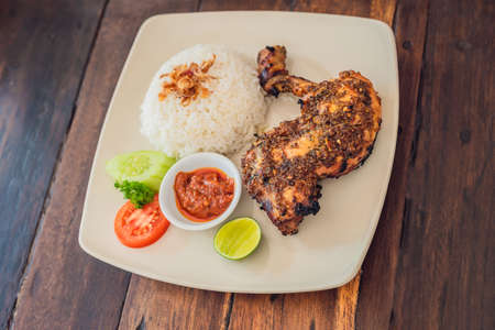 Chicken with lemongrass and rice. Balinese dish. Lifestyleの写真素材