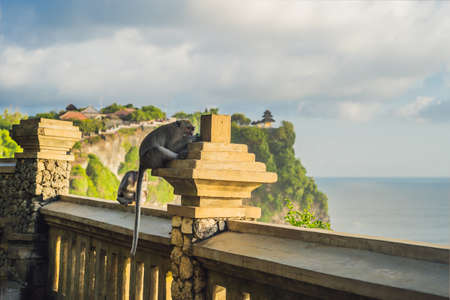 Pura Luhur Uluwatu temple, Bali, Indonesia. Amazing landscape - cliff with blue sky and sea.の写真素材