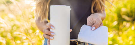 Zero waste concept. Use a Bamboo towel or disposable wipes.の写真素材