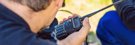 Shooting process on cinema stage - commercial production set, exterior location.Profeccional cameraman operates the camera. BANNER, long formatの写真素材