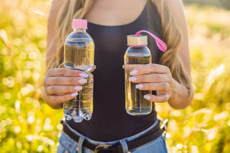 Zero waste concept Use a plastic bottle or a glass bottle.