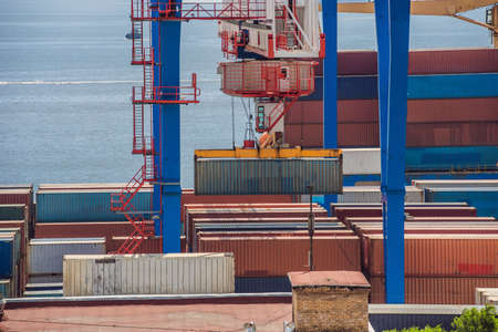 Container ship in import export and business logistic