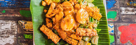 Gado-gado Indonesian salad served with peanut sauce.の写真素材