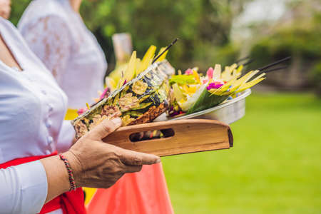 Balinese Hindu Offerings Called Canang. Canang sari is one of the daily offerings made by Balinese Hindusの写真素材