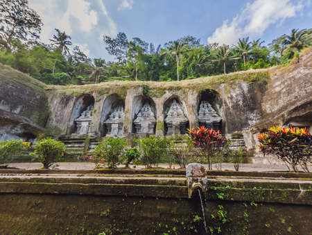 Gunung Kawi. Ancient carved in the stone temple with royal tombs. Bali, Indonesiaの写真素材